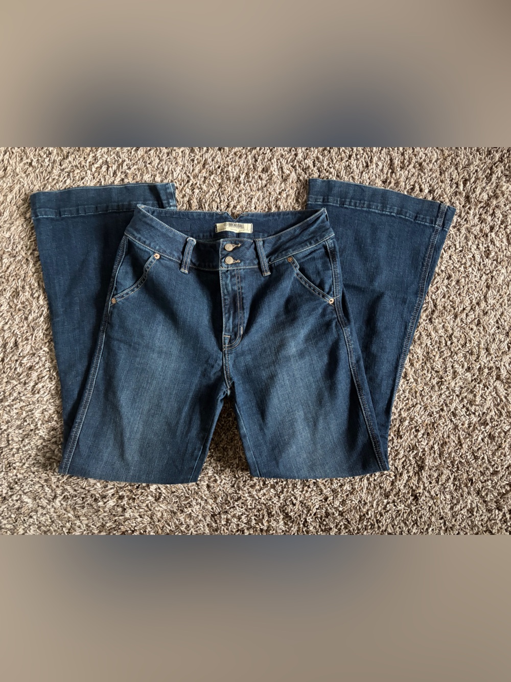 High-Rise Trouser Jeans in Dark Blue Denim